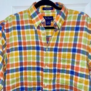 Paul Fredrick 100% Linen Plaid Short Sleeve Button Down Shirt – Men’s M